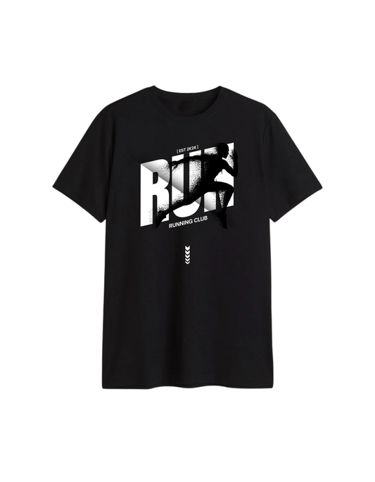 RUN Abstract Graphic T-Shirt – Unisex Regular Fit Black Cotton Tee
