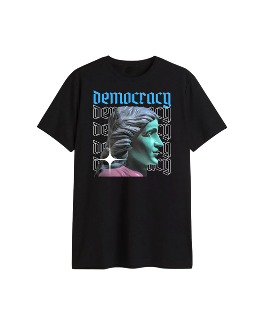 Democracy Statue Graphic T-Shirt – Unisex Regular Fit Aesthetic Black Tee