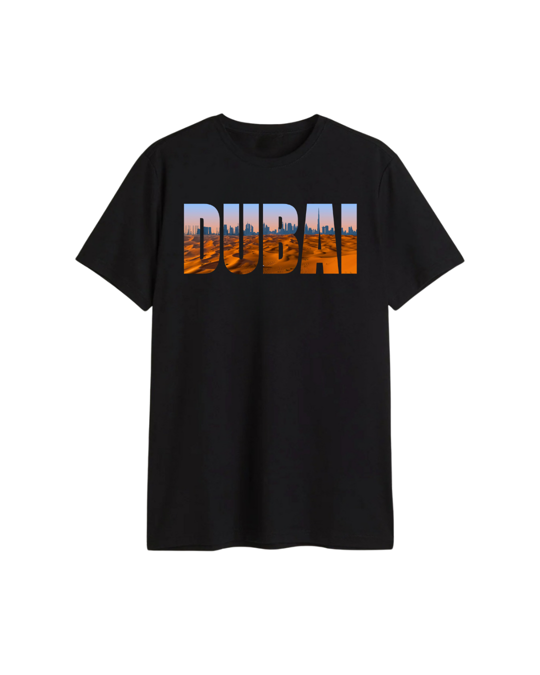 Dubai Sunset Graphic T-Shirt – Unisex Regular Fit Black Cotton Tee