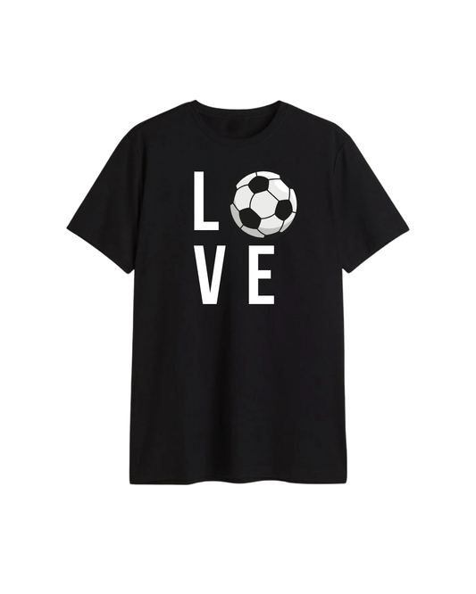 LOVE Football Printed T-Shirt – Unisex Regular Fit Black Cotton Tee