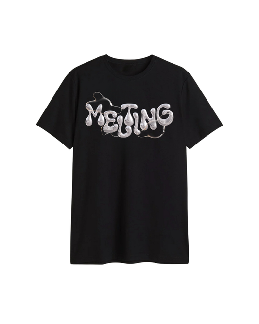 Melting Typography Graphic T-Shirt – Unisex Regular Fit Black Cotton Tee
