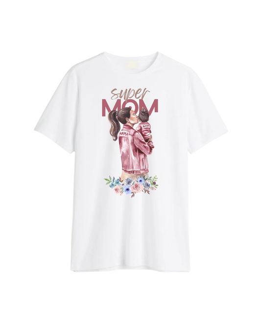 Super Mom Printed T-Shirt – Unisex Regular Fit Cotton Tee | Mother’s Day Gift