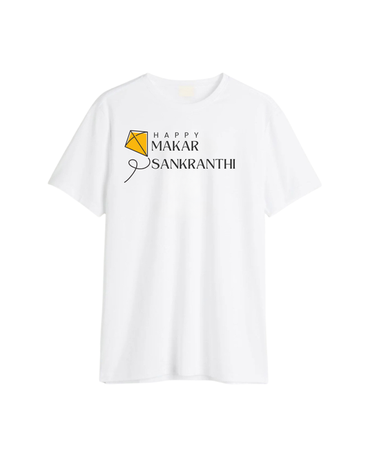 Happy Makar Sankranthi Printed T-Shirt – Unisex Regular Fit Festive Cotton Tee